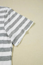 Casual Striped V-Neck Midi T-Shirt Dress - Plush Fashion Hub