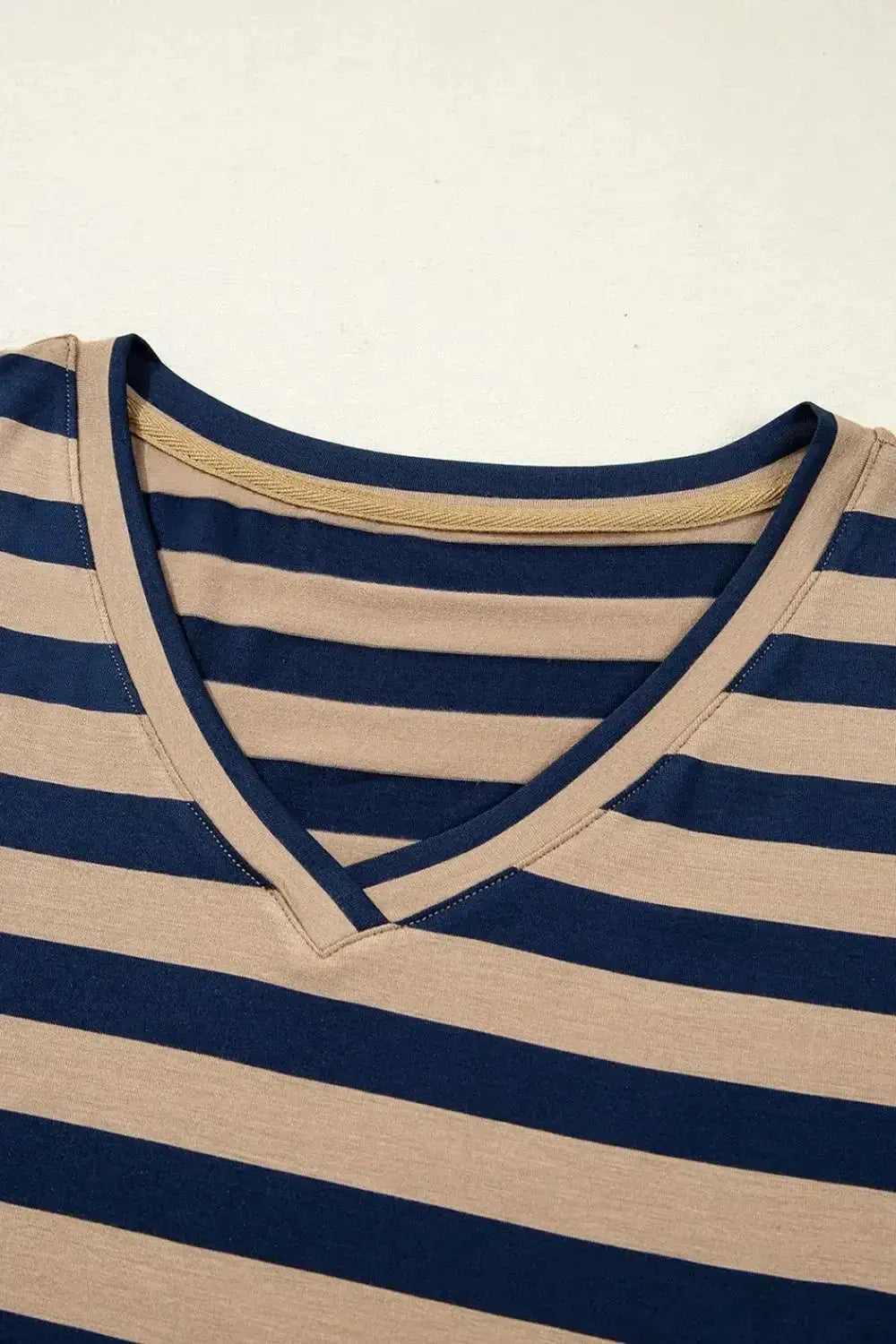 Casual Striped V-Neck Midi T-Shirt Dress - Plush Fashion Hub