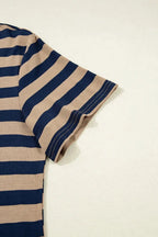 Casual Striped V-Neck Midi T-Shirt Dress - Plush Fashion Hub