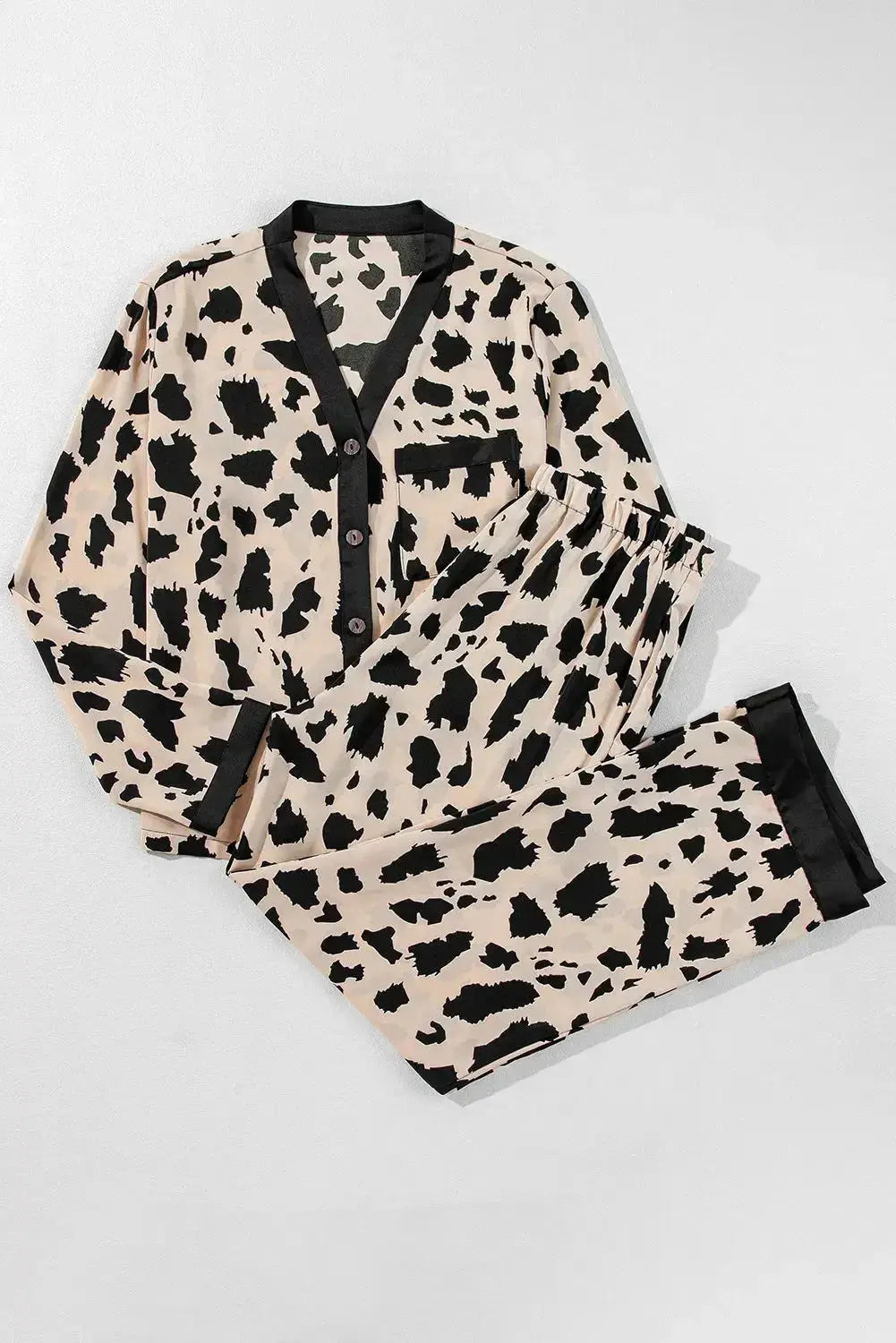 Button Up Long Sleeve Top and Pants Lounge Set - Plush Fashion Hub