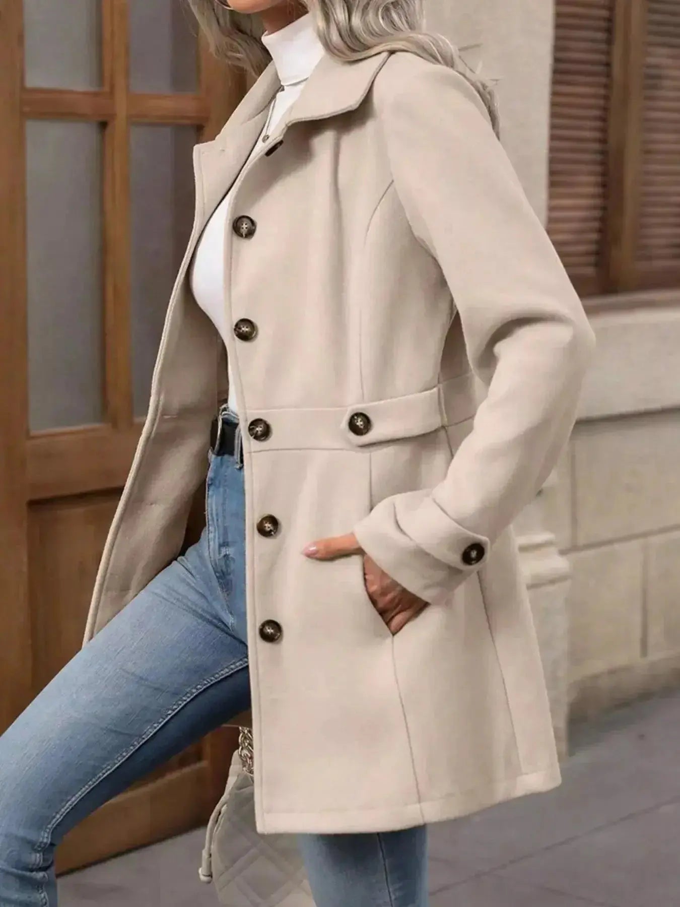 Button Up Long Sleeve Coat - Plush Fashion Hub