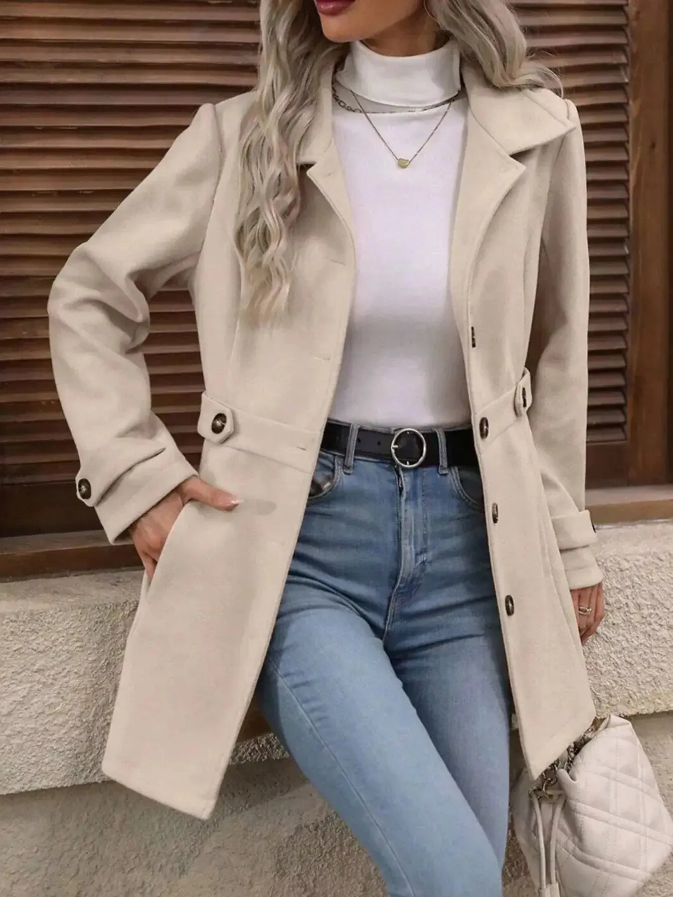 Button Up Long Sleeve Coat - Plush Fashion Hub