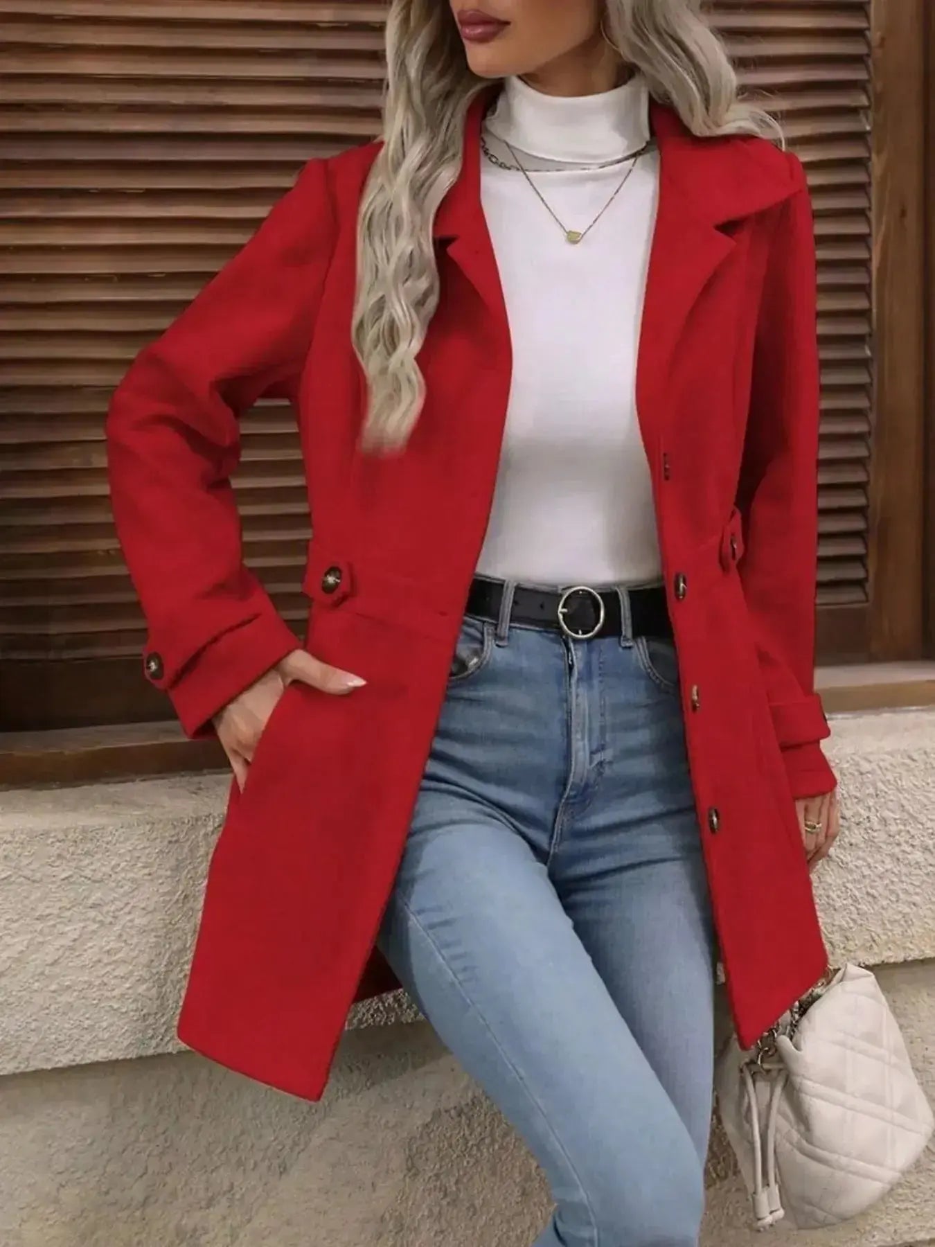 Button Up Long Sleeve Coat - Plush Fashion Hub