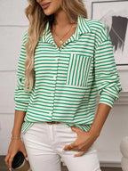 Striped Button Up Long Sleeve Shirt - Plush Fashion Hub