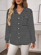 Striped Button Up Long Sleeve Shirt - Plush Fashion Hub