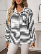 Striped Button Up Long Sleeve Shirt - Plush Fashion Hub