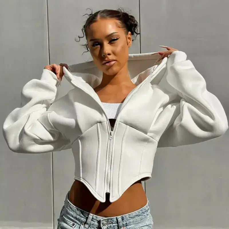 Women's Clothing Long-sleeve Zipper Hooded Cardigan - Plush Fashion Hub