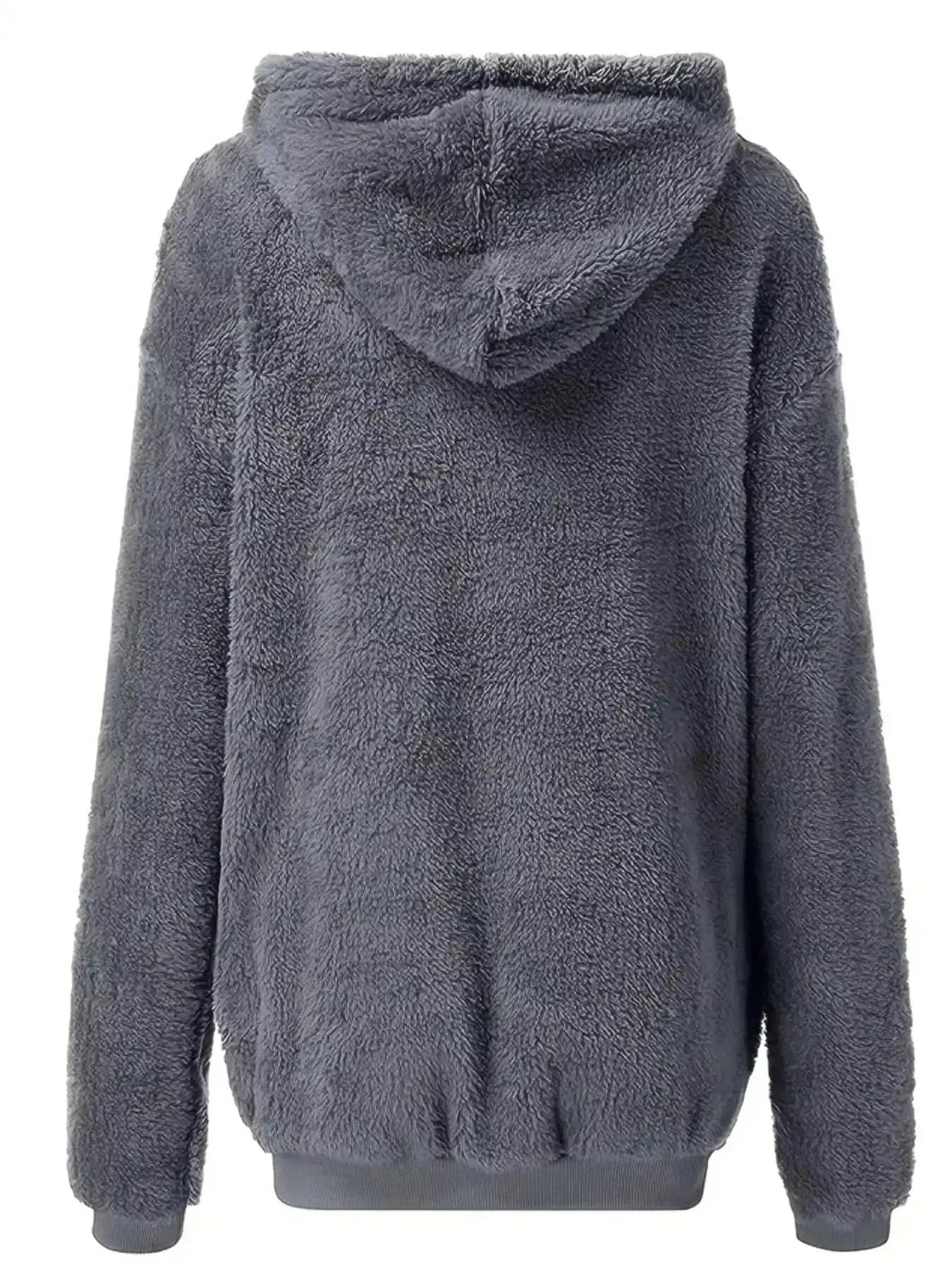 Fleece Zip-Up Drawstring Outerwear - Plush Fashion Hub