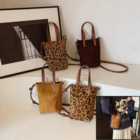 Women's Crossbody Bag Autumn And Winter Retro Leopard Print Shoulder Bag Plush Fashion Hub