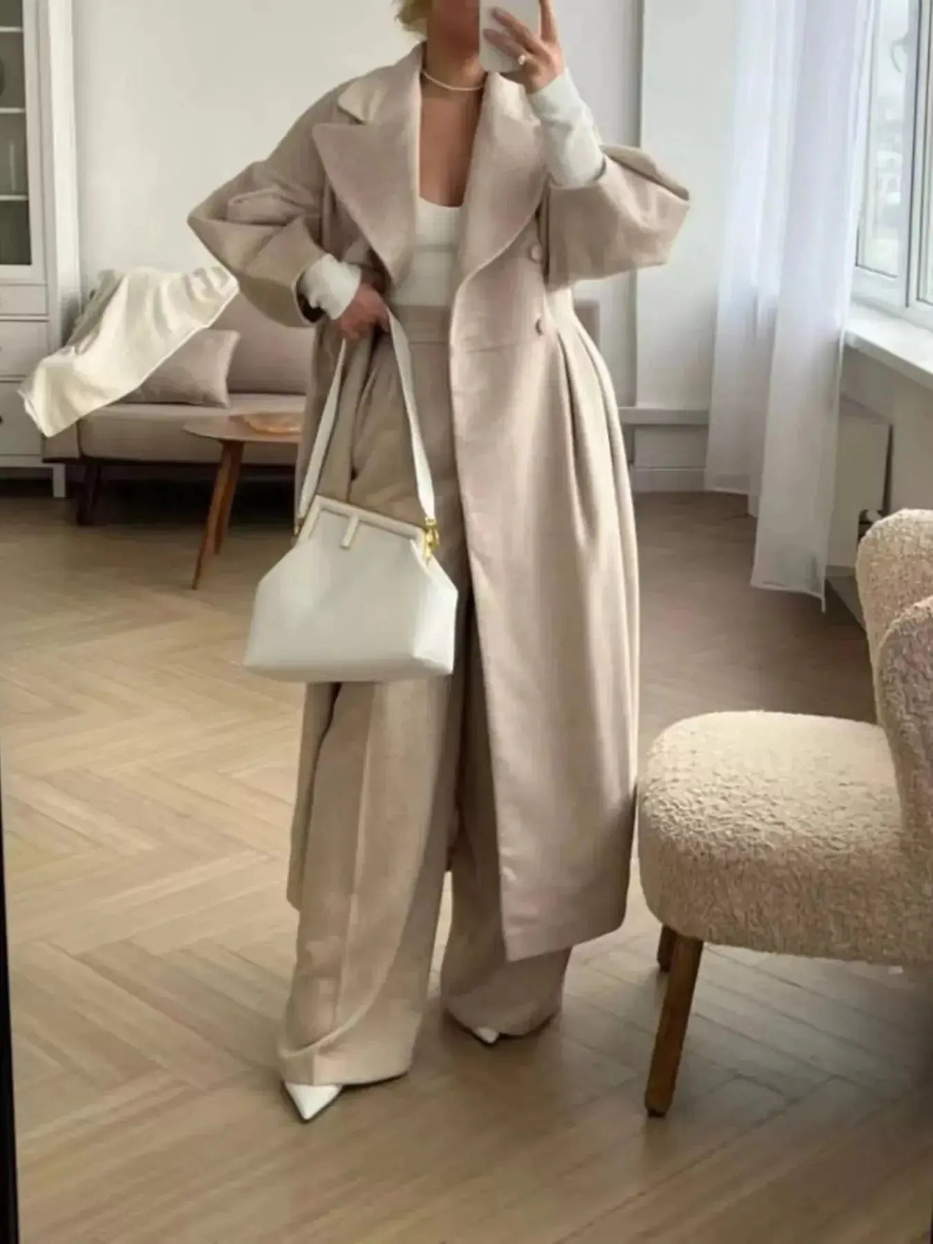 Double-Breasted Longline Coat - Plush Fashion Hub