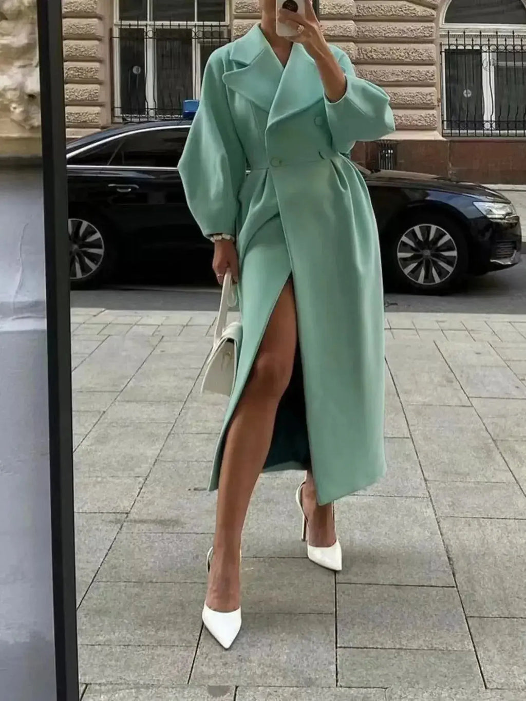 Double-Breasted Longline Coat - Plush Fashion Hub