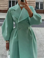 Double-Breasted Longline Coat - Plush Fashion Hub