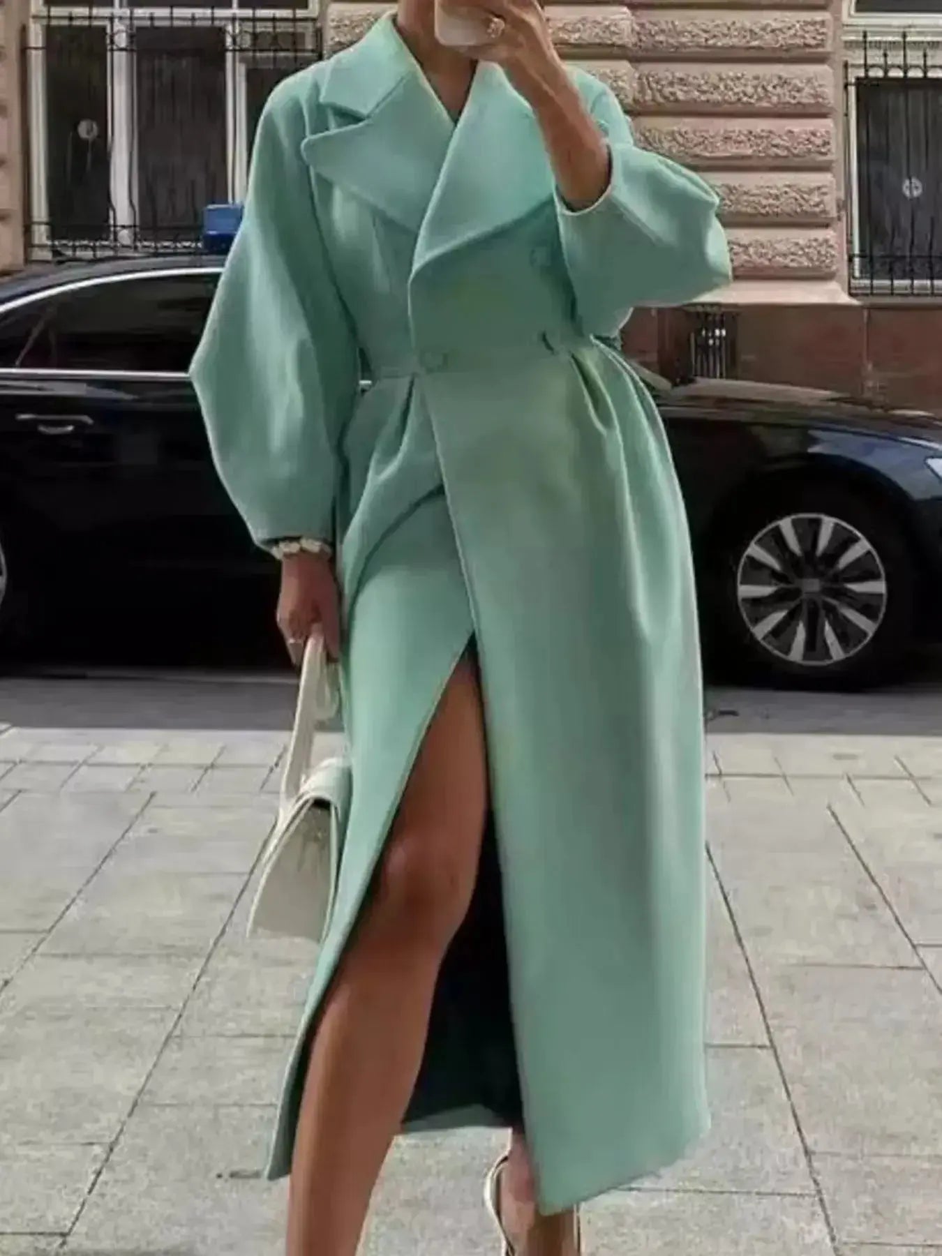 Double-Breasted Longline Coat - Plush Fashion Hub