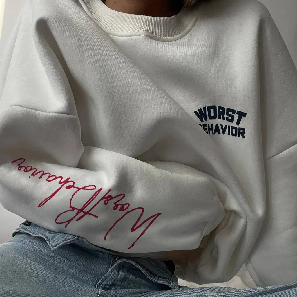 Women's Fashion Round Neck Sweater - Plush Fashion Hub