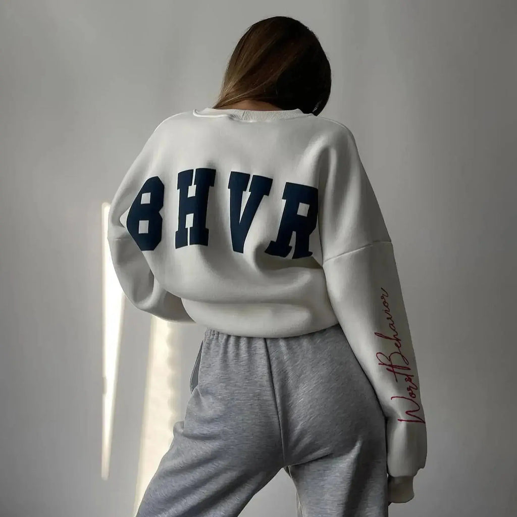 Women's Fashion Round Neck Sweater - Plush Fashion Hub