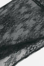 Fringe Round Neck Long Sleeve Lace Sheer Top - Plush Fashion Hub