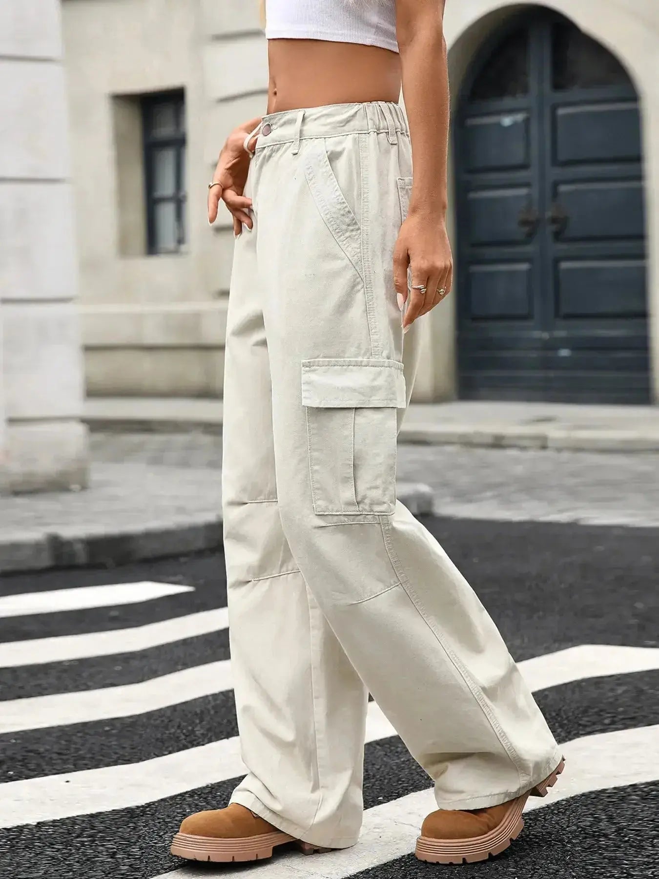 Wide Leg Cargo Jeans - Plush Fashion Hub