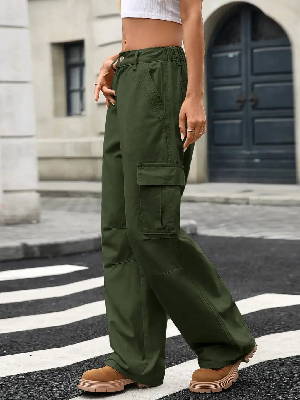Wide Leg Cargo Jeans - Plush Fashion Hub