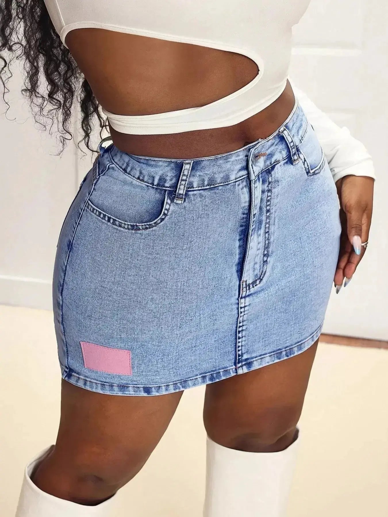 High Waist Mini Denim Skirt - Plush Fashion Hub