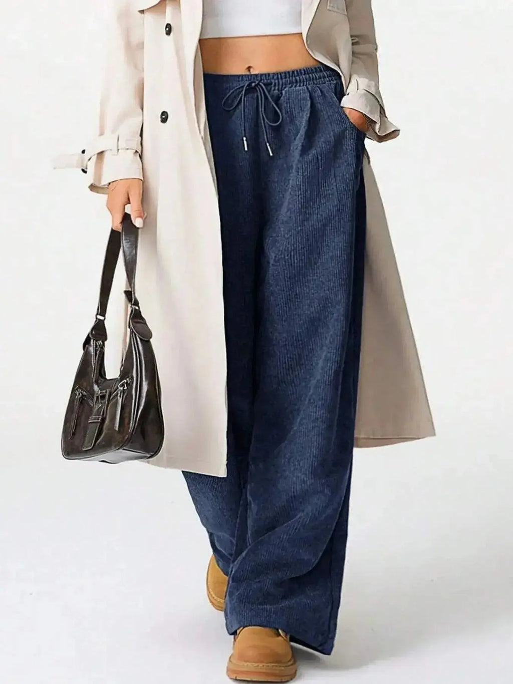 Drawstring Wide Leg Pants - Plush Fashion Hub