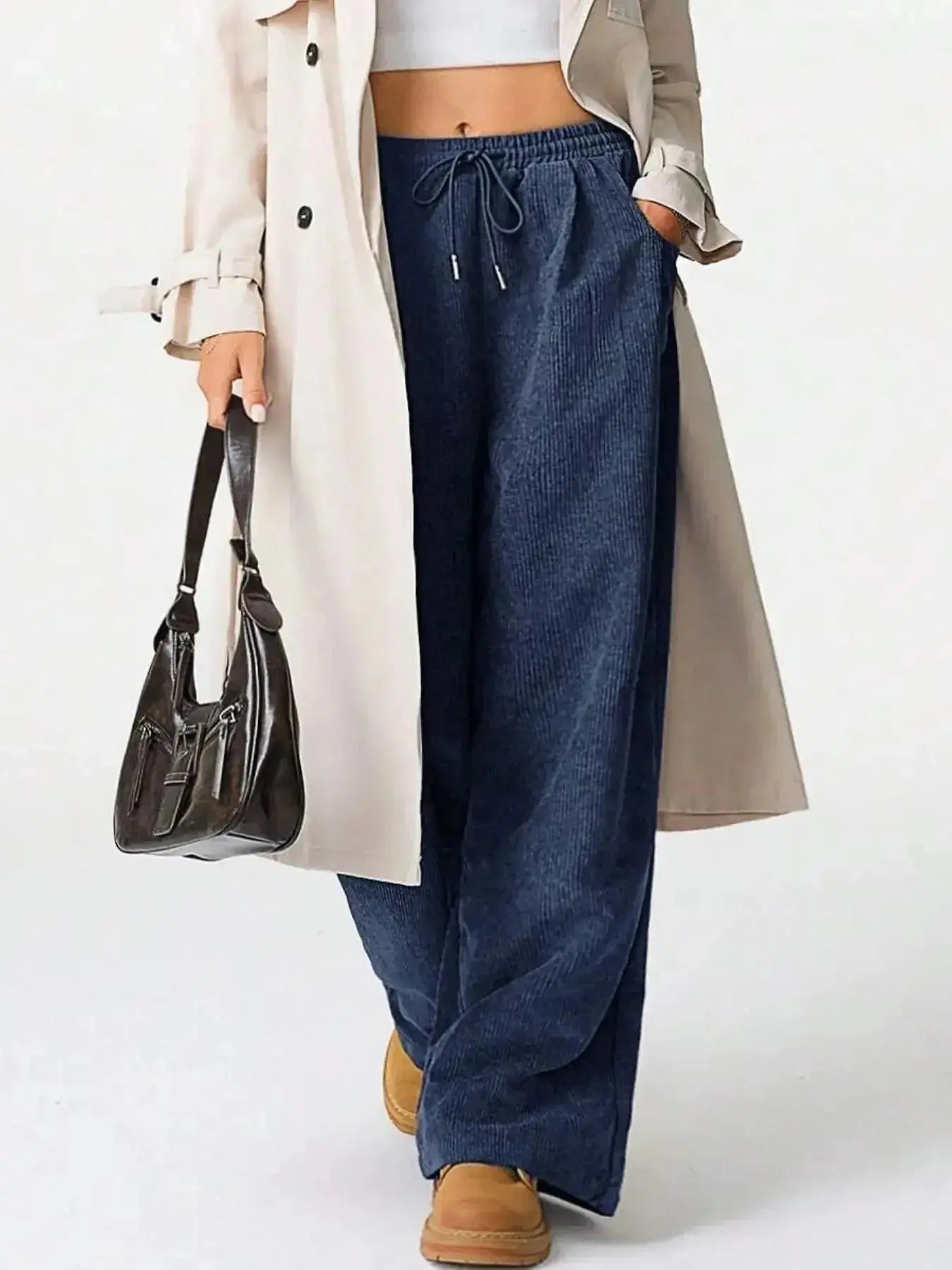 Drawstring Wide Leg Pants - Plush Fashion Hub