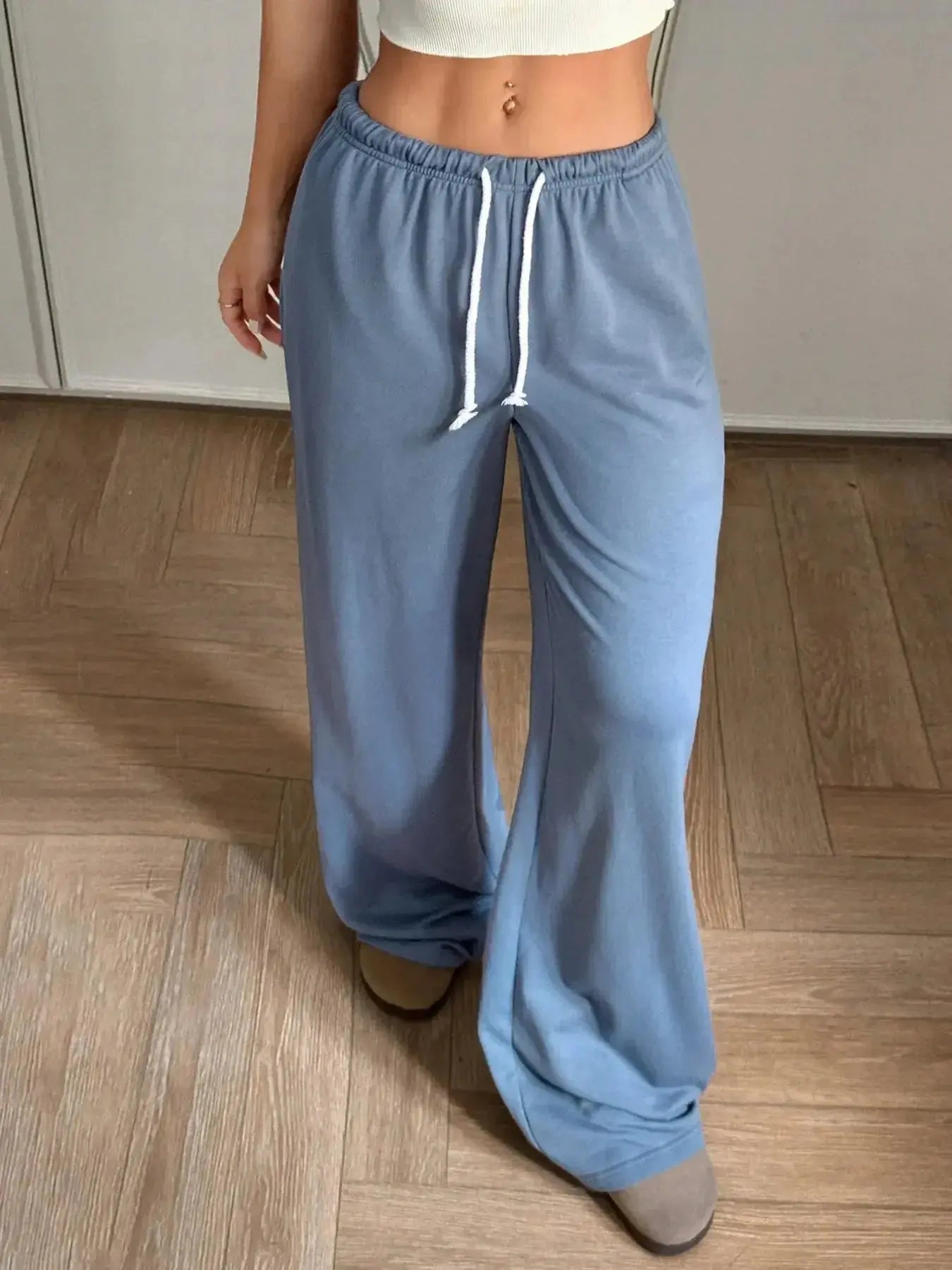 Drawstring Wide Leg Pants - Plush Fashion Hub
