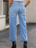 High Waist Wide Leg Washed Jeans - Plush Fashion Hub