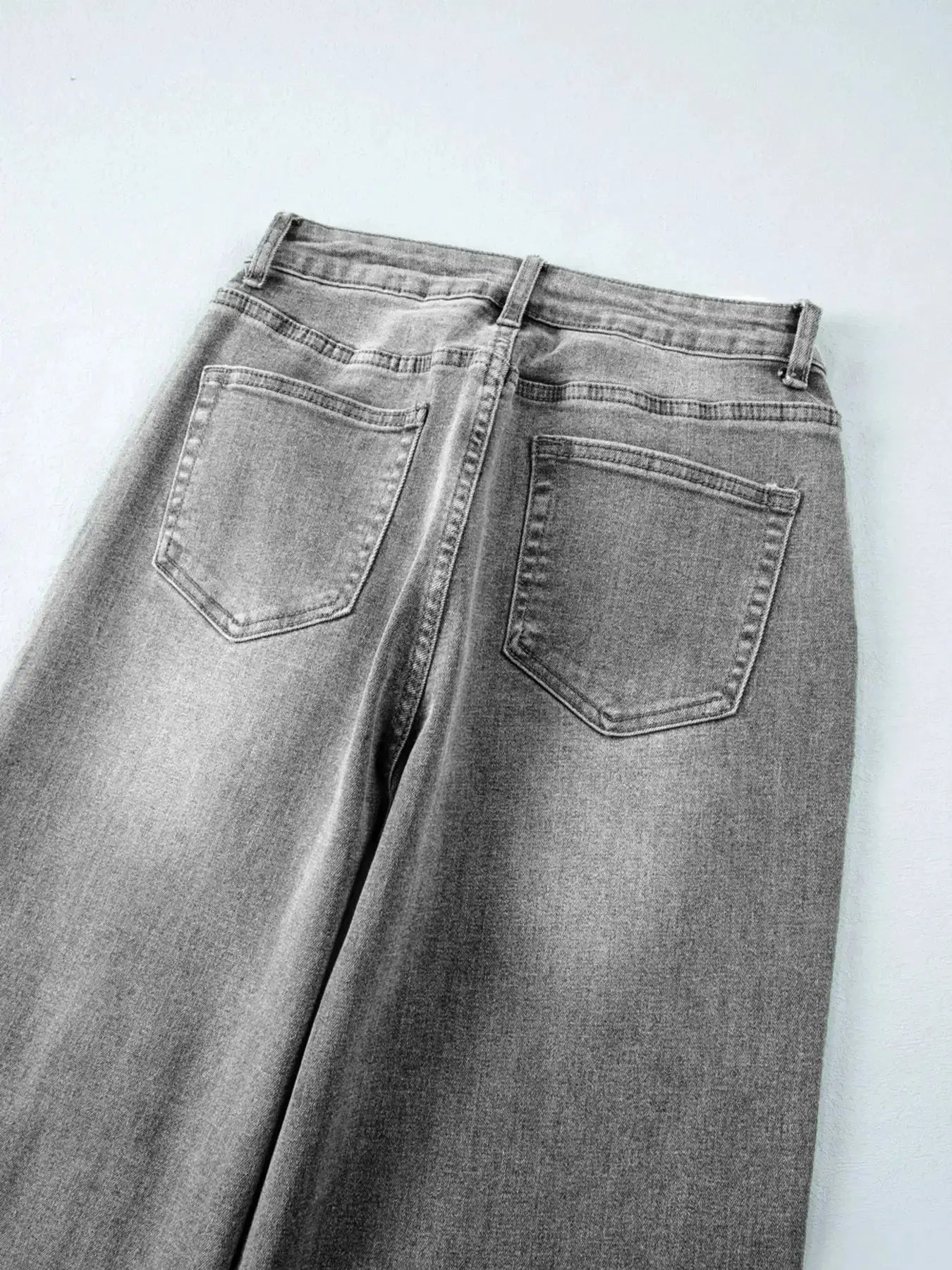 High Waist Wide Leg Washed Jeans - Plush Fashion Hub