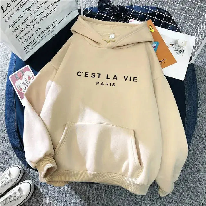 Women's Letter Printed Hoodie Coat - Plush Fashion Hub