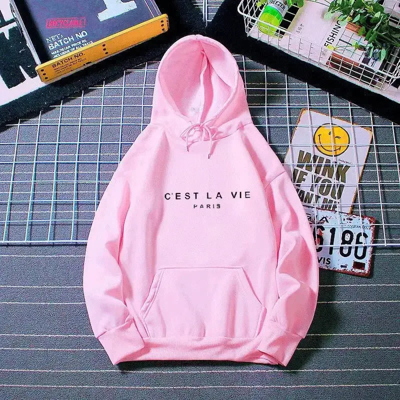Women's Letter Printed Hoodie Coat - Plush Fashion Hub