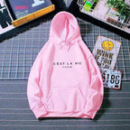 Women's Letter Printed Hoodie Coat - Plush Fashion Hub