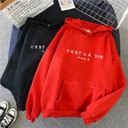 Women's Letter Printed Hoodie Coat - Plush Fashion Hub
