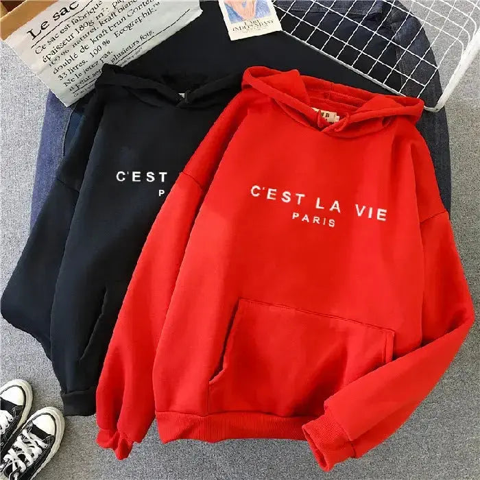 Women's Letter Printed Hoodie Coat - Plush Fashion Hub