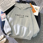 Women's Letter Printed Hoodie Coat - Plush Fashion Hub