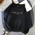 Women's Letter Printed Hoodie Coat - Plush Fashion Hub