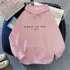 Women's Letter Printed Hoodie Coat - Plush Fashion Hub