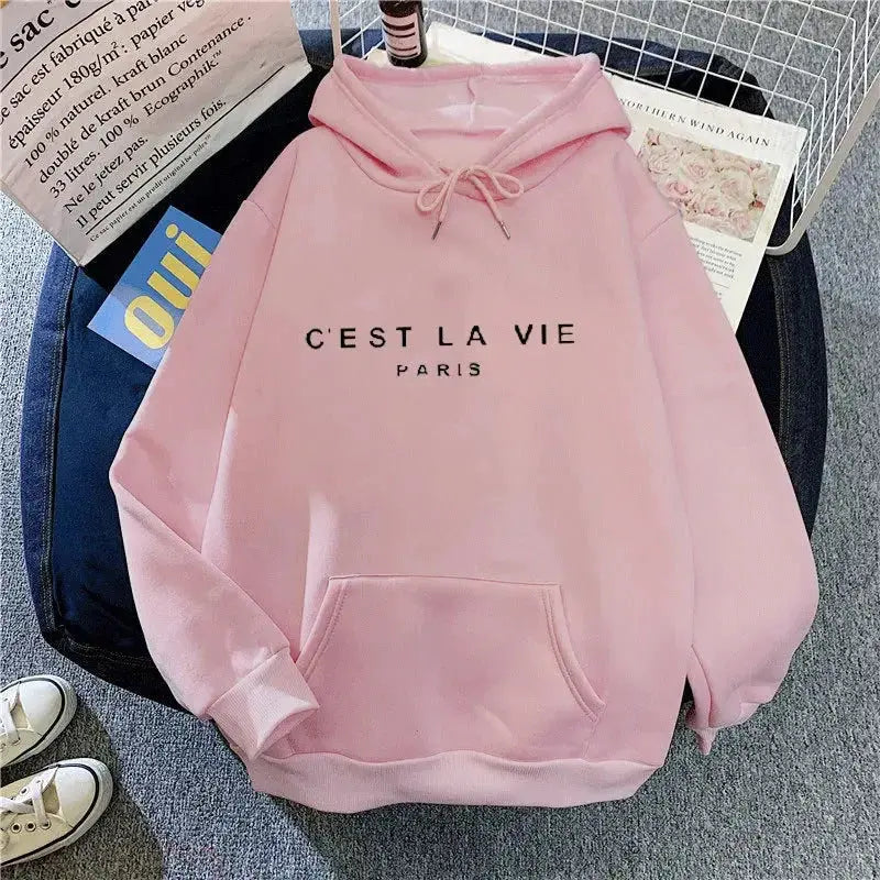 Women's Letter Printed Hoodie Coat - Plush Fashion Hub