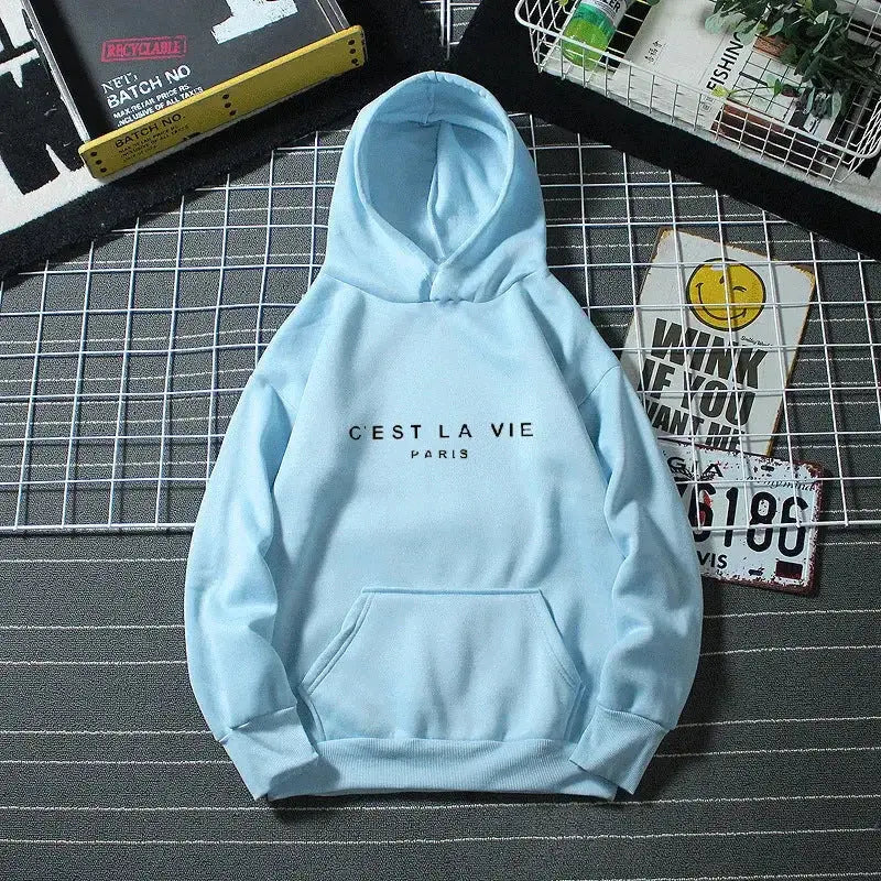 Women's Letter Printed Hoodie Coat - Plush Fashion Hub