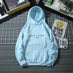 Women's Letter Printed Hoodie Coat - Plush Fashion Hub