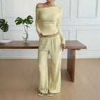 Women's Long Sleeve Pants Two-piece Suit - Plush Fashion Hub