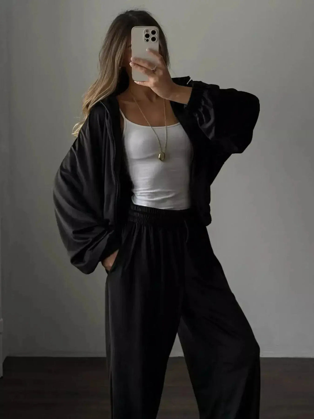 Zip Up Long Sleeve Outerwear and Pants Set - Plush Fashion Hub