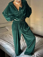 Zip Up Long Sleeve Outerwear and Pants Set - Plush Fashion Hub