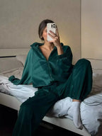 Zip Up Long Sleeve Outerwear and Pants Set - Plush Fashion Hub