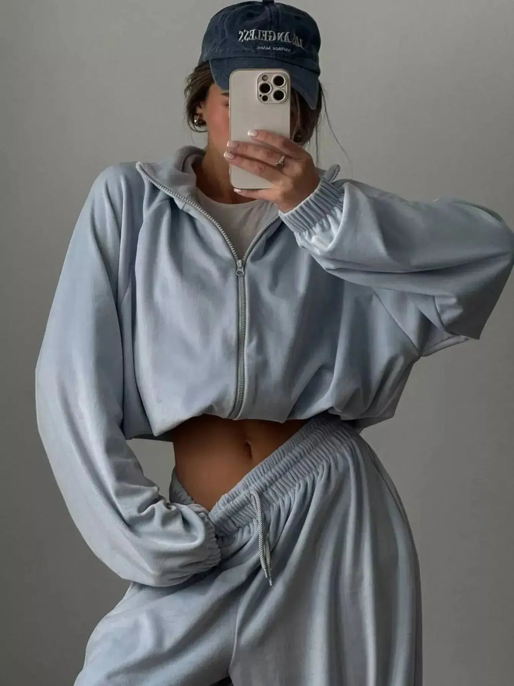 Zip Up Long Sleeve Outerwear and Pants Set - Plush Fashion Hub