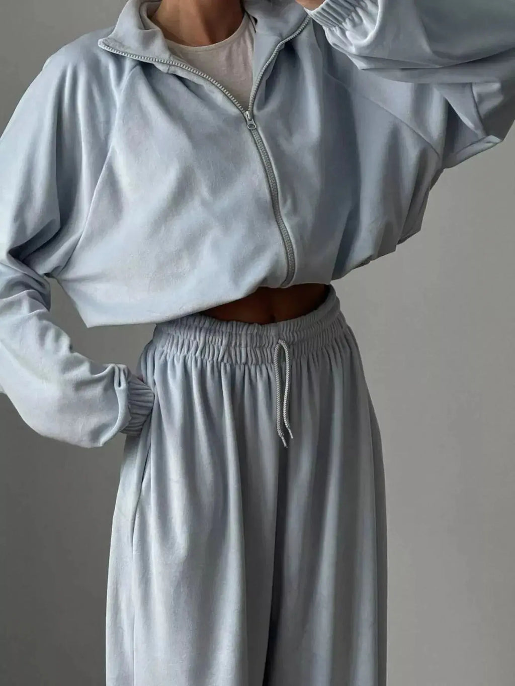 Zip Up Long Sleeve Outerwear and Pants Set - Plush Fashion Hub