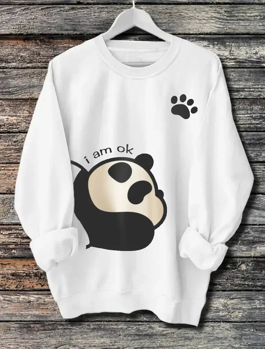 Women's Long Sleeved Panda Print Hoodie - Plush Fashion Hub