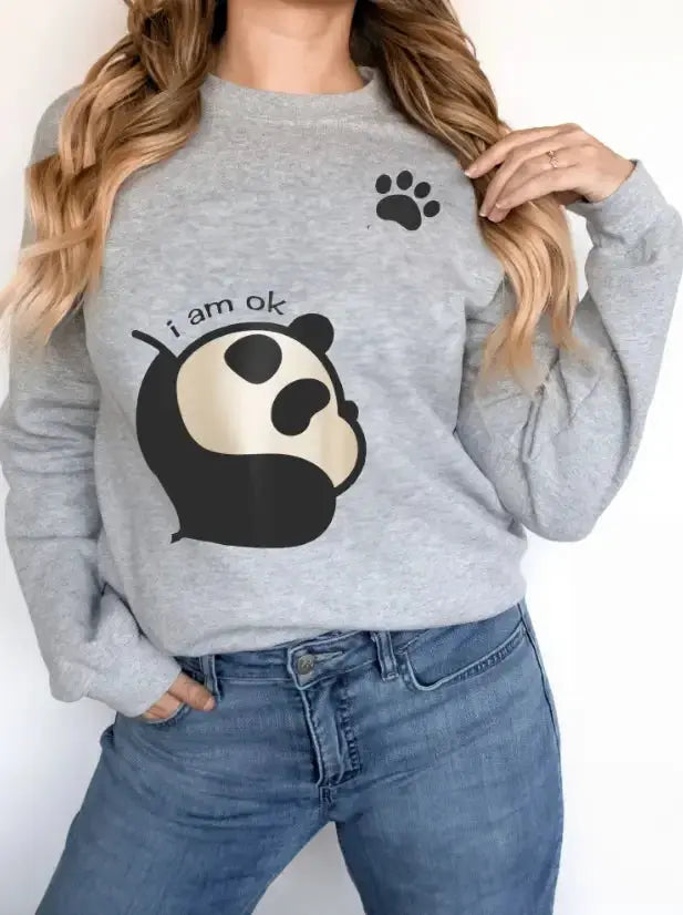 Women's Long Sleeved Panda Print Hoodie - Plush Fashion Hub
