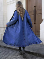 Sherpa Lined Longline Denim Jacket - Plush Fashion Hub