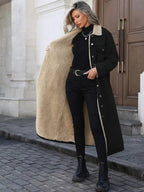 Sherpa Lined Longline Denim Jacket - Plush Fashion Hub
