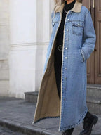 Sherpa Lined Longline Denim Jacket - Plush Fashion Hub
